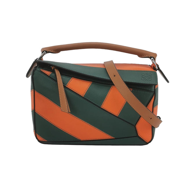 Loewe Puzzle Small Green Orange Stripes Crossbody Bag 2019