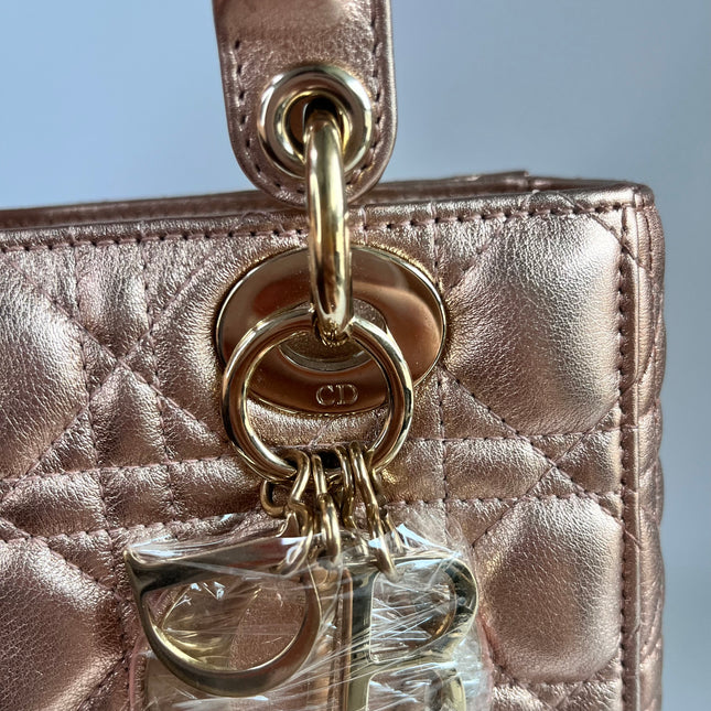 Lady Dior ABCdior Small Pink Irediscent and Metallic Cannage Lambskin Handbag