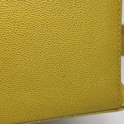 Chanel Vintage Kelly Flap Bag Yellow Caviar Leather 24k Gold Hardware 1997-1999