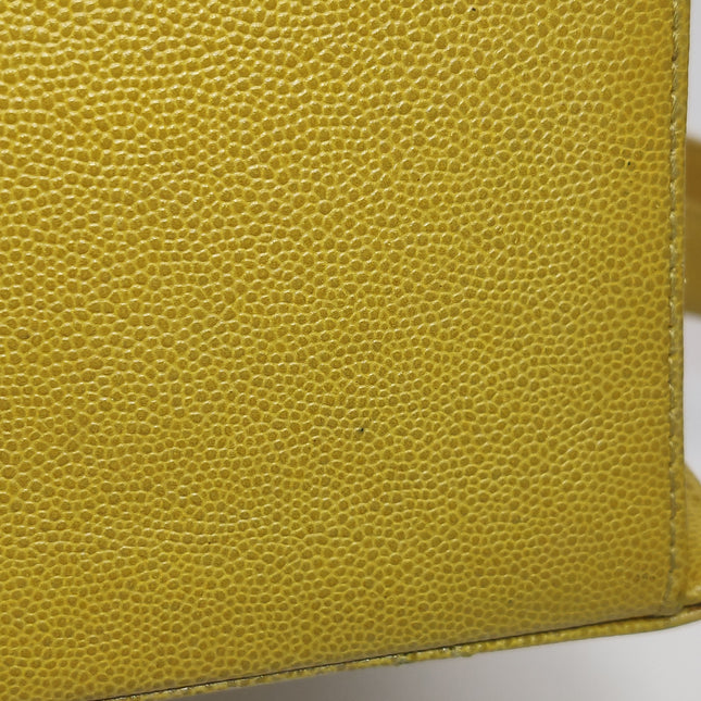 Chanel Vintage Kelly Flap Bag Yellow Caviar Leather 24k Gold Hardware 1997-1999