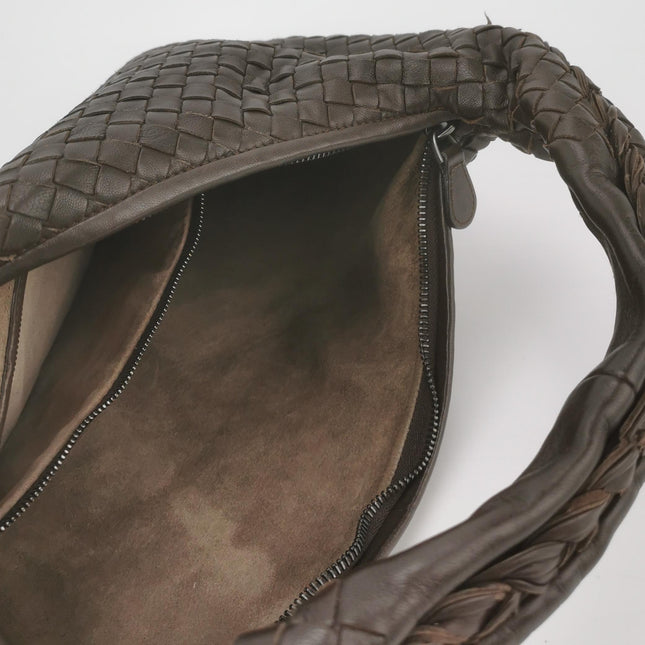 Bottega Veneta Veneta Hobo Medium Dark Chocolate Brown 40cm Intrecciato Lambskin leather