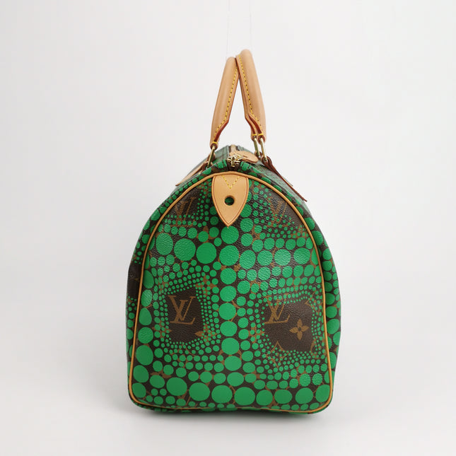 Louis Vuitton Kusama Town Speedy 30 Green Top Handle Bag