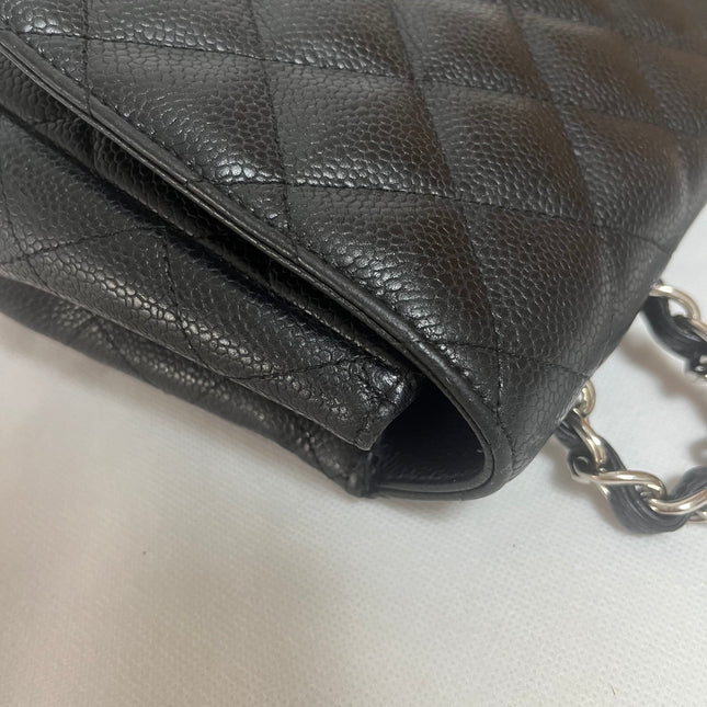 Chanel Classic Flap Jumbo 2009 Black Caviar Leather Single Flap Silver Hardware