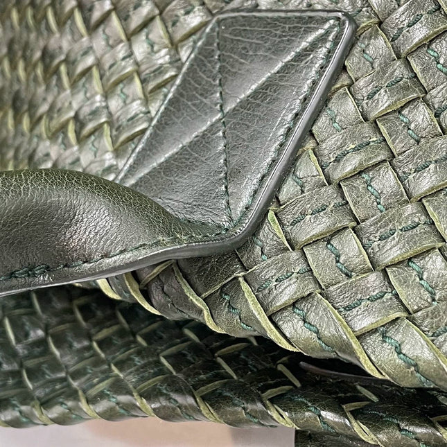 Bottega Veneta Cabat Tote Dark Green Intreccio Leather 45cm