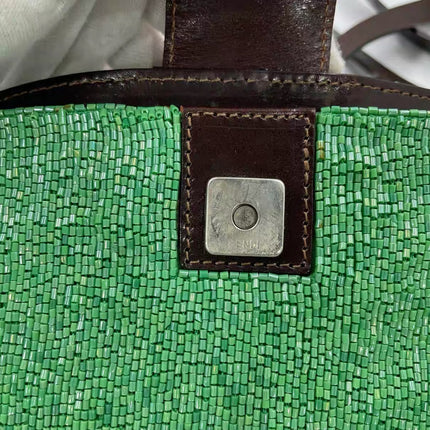 Sac bandoulière Fendi Lemon Yellow perlé à ouverture supérieure