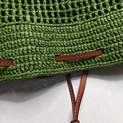 Loewe Raffia Ballon Ruffles Green Bucket Shoulder Bag 2022