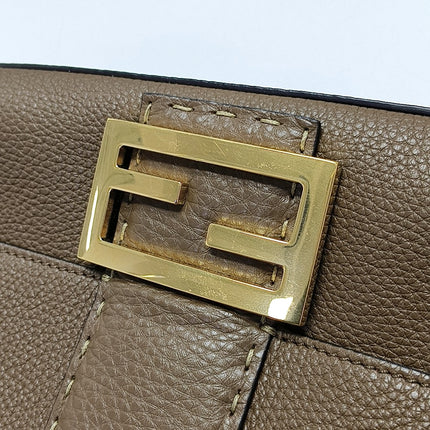 Fendi Baguette Selleria Calfskin Leather Crossbody Bag Large Brown