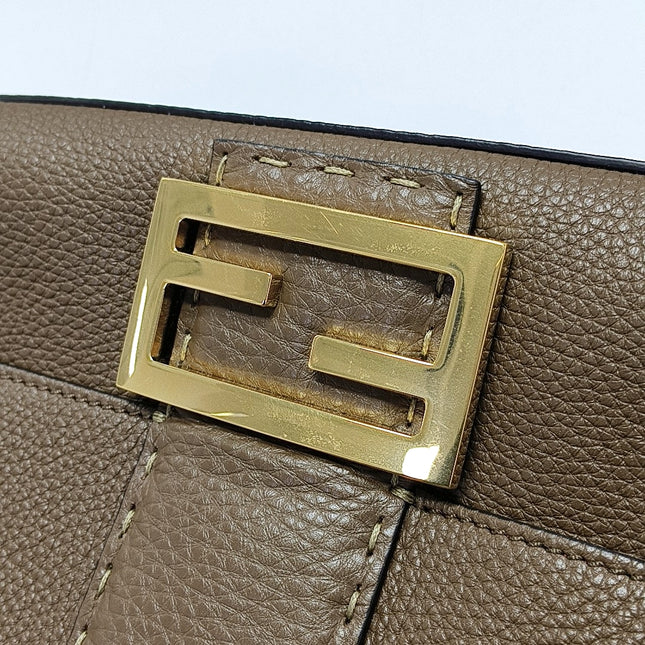 Fendi Baguette Selleria Calfskin Leather Crossbody Bag Large Brown
