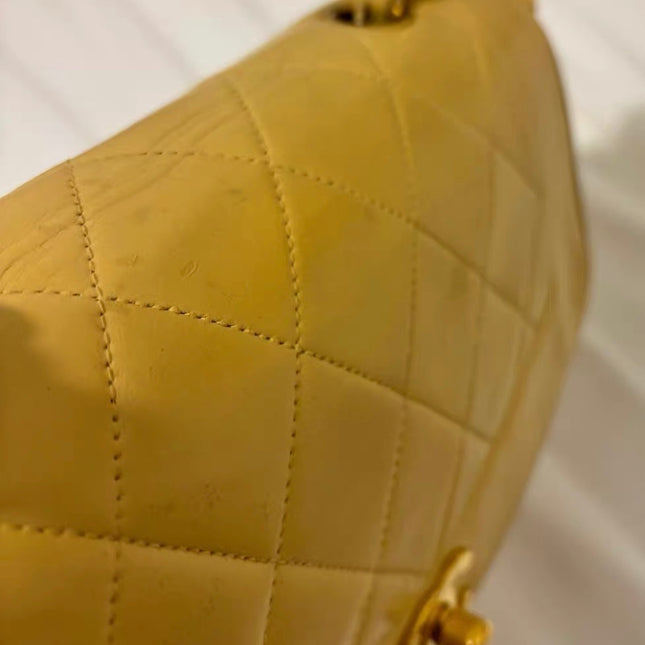 Chanel Diana CC Flap Bag Small Vintage Yellow Lambskin Leather with 24k Gold HW, 1991-1994