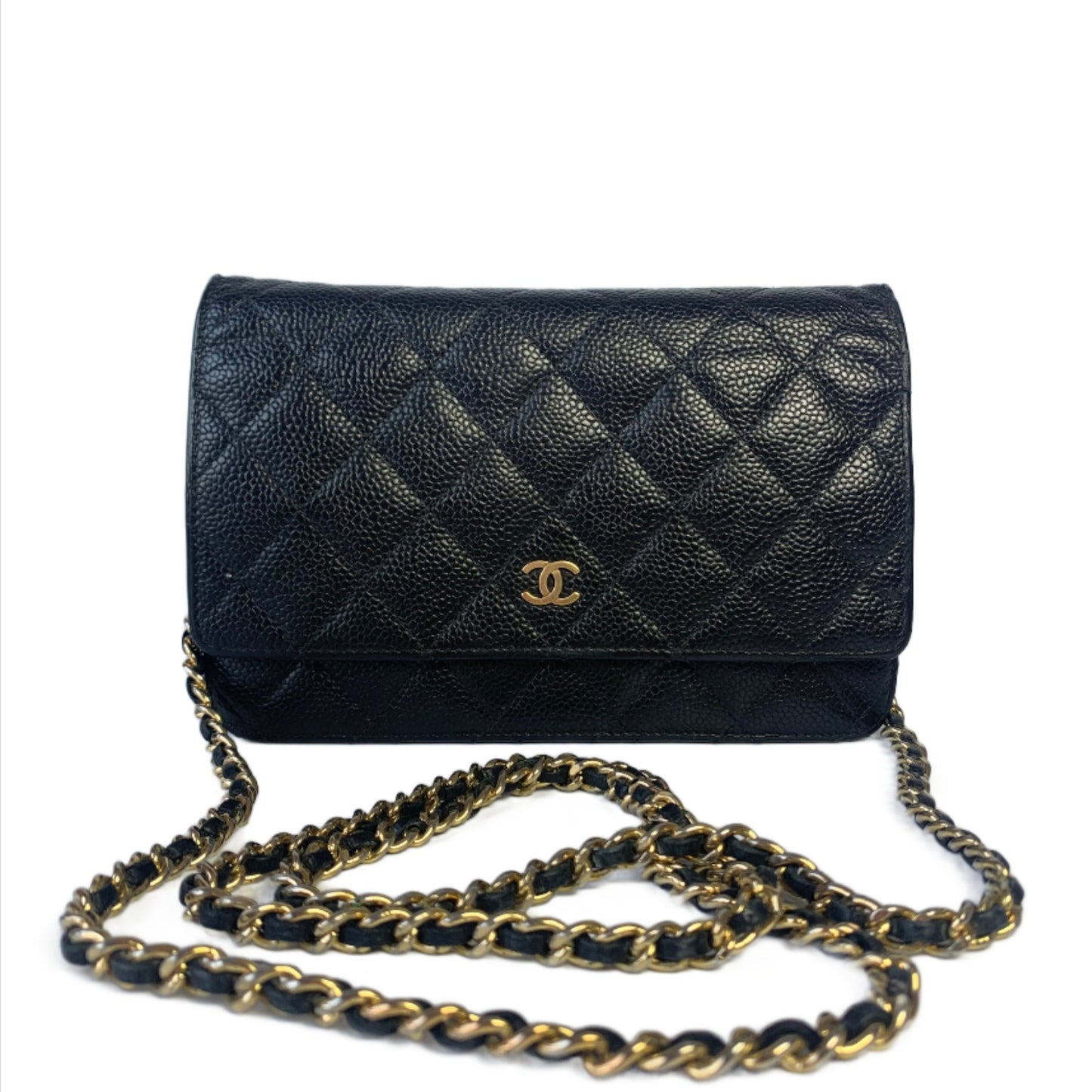 Chanel Wallet on Chain WOC Black Caviar Leather with Gold hardware-Luxbags
