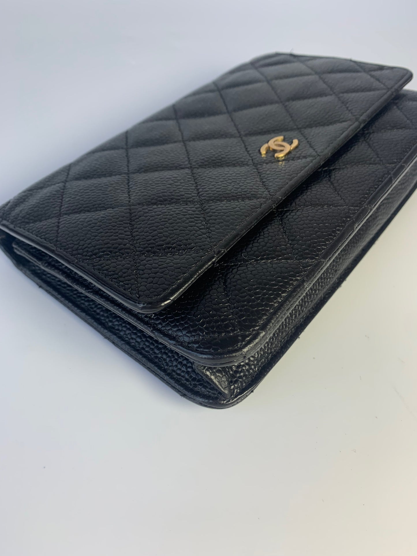 Sold Chanel Wallet on Chain WOC Black Caviar Leather with Gold hardware