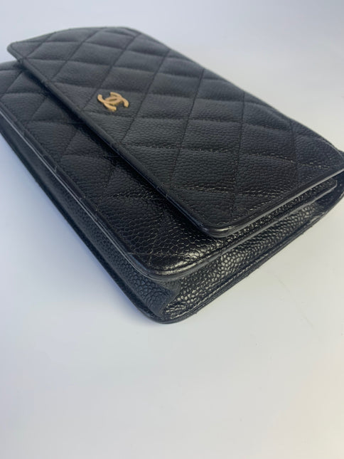Sold Chanel Wallet on Chain WOC Black Caviar Leather with Gold hardware