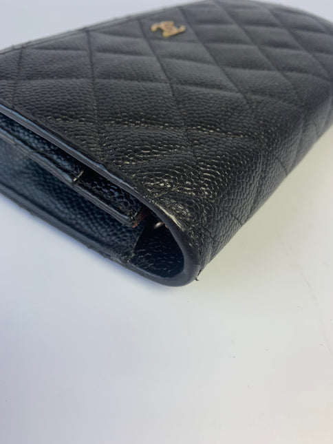 Sold Chanel Wallet on Chain WOC Black Caviar Leather with Gold hardware