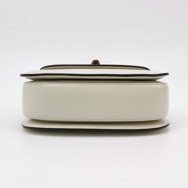 Gucci Bamboo 1947 Top Handle Bag Small White Box Leather Canvas Strap