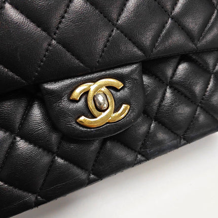 Chanel Timeless Classic Flap Medium Black Lambskin Leather Gold Hardware
