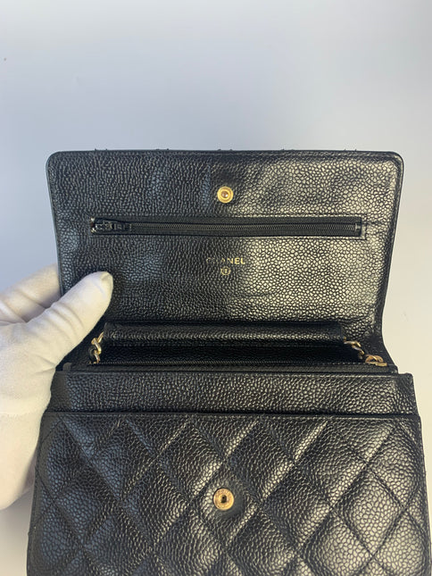 Sold Chanel Wallet on Chain WOC Black Caviar Leather with Gold hardware