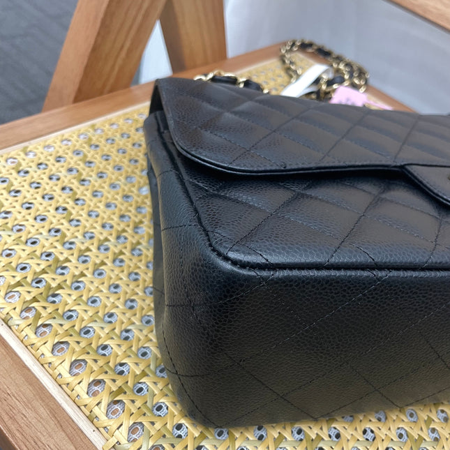Chanel Classic Flap Jumbo 2011 Black Caviar Leather Double Flap Gold Hardware