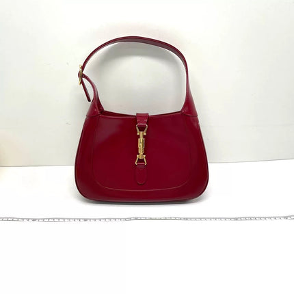 Gucci Jackie 1961 Red Burgundy Leather Bag Small Shoulder Bag-Luxbags