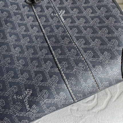 Goyard Ambassade Document Case Small 35cm Handbag Grey Canvas Leather Silver Hardware