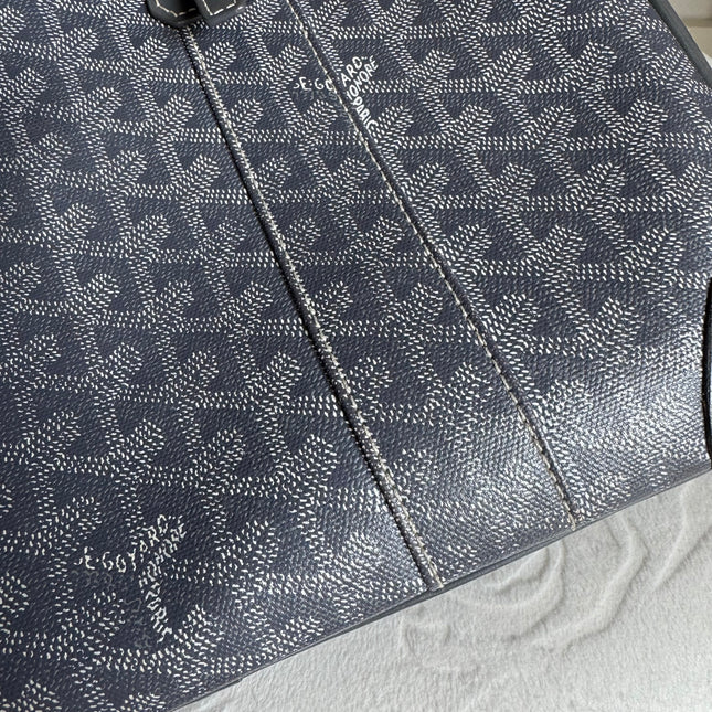 Goyard Ambassade Document Case Small 35cm Handbag Grey Canvas Leather Silver Hardware