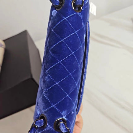 Chanel Classic Flap Medium Royal Blue Velvet Silver Hardware