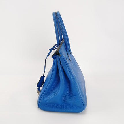 Hermes Birkin 30 Bleu Hydra T7 Togo Calfskin Leather Silver-tone Palladium Hardware 2012