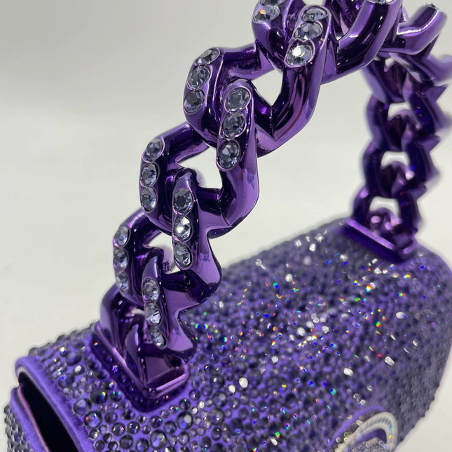 Versace La Medusa Mini Crystal Embellished Top Handle Bag in Purple