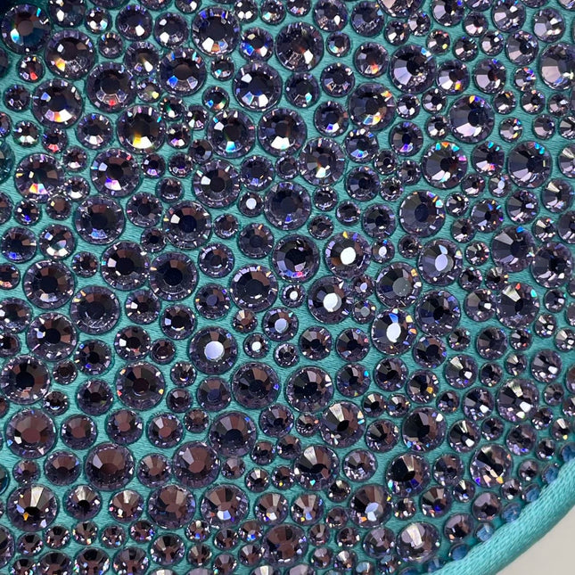 Versace La Medusa Mini Crystal Embellished Top Handle Bag in Blue Pink