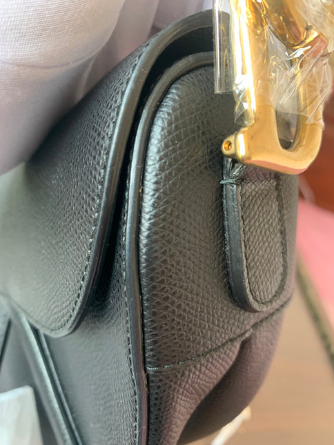 Sold Dior Saddle Black Medium Grained Leather Handbag with Gold Hardware