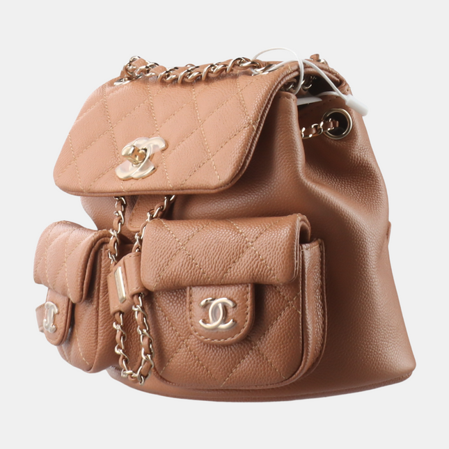 Sold Chanel 23P Small Duma Backpack Caramel Tan Caviar Leather
