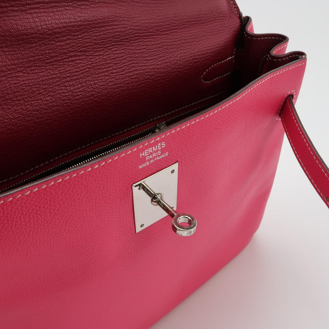 Hermes Kelly 32 Retourne E5 Rose Tyrien Pink Epsom Leather Palladium Hardware 2011