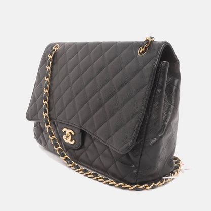 Sold Chanel Classic Flap Maxi 2009 Black Caviar Leather Single Flap with Gold Hardware