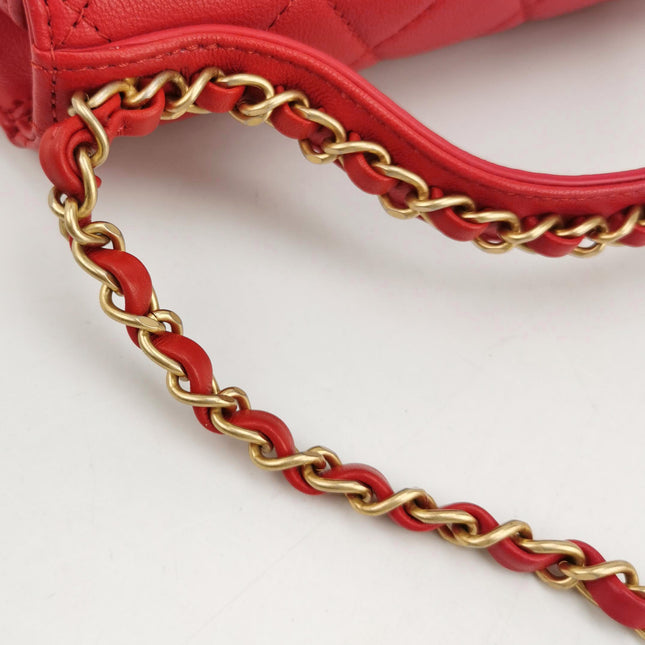 Chanel Chain Infinity Top Handle Caviar Leather Flap Satchel Red