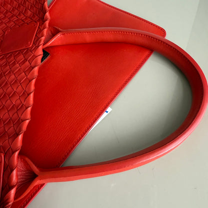 Bottega Veneta Cabat Large Intreccio Red Leather 40cm