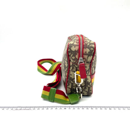 Dior No. 2 Rasta Trotter Camera Bag Beige Monogram Red Yellow Green Web Strap