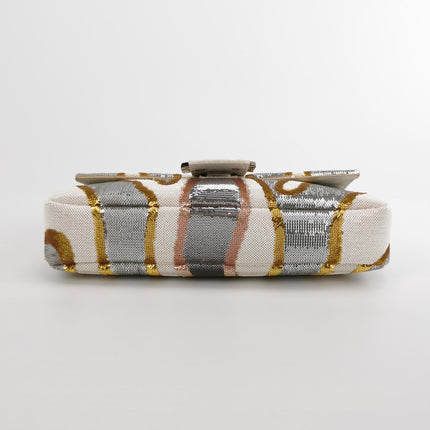 FENDI Baguette 1997 Zebra-Stripe Sequin White and Silver