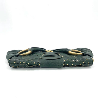 Gucci Horsebit 1955 Chain Green Leather and Gold Studs