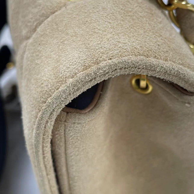 Chanel Diana Bag Medium Suede Beige with 24k Gold Plated Hardware