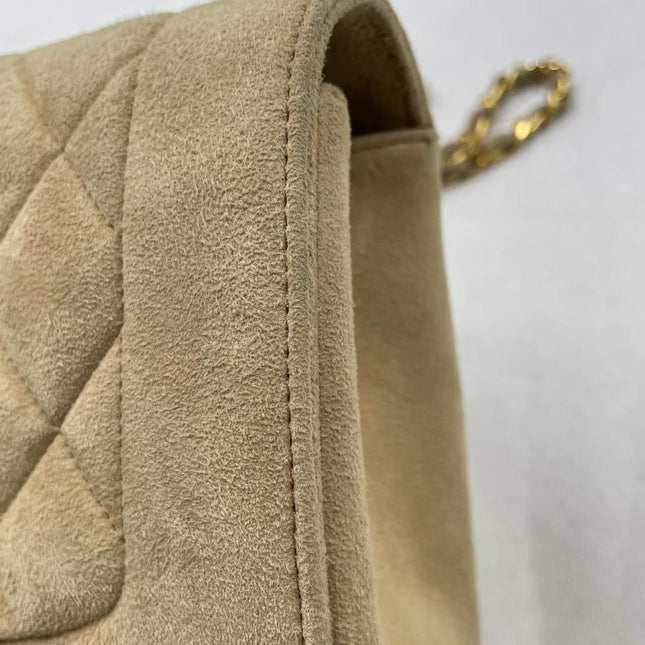 Chanel Diana Bag Medium Suede Beige with 24k Gold Plated Hardware
