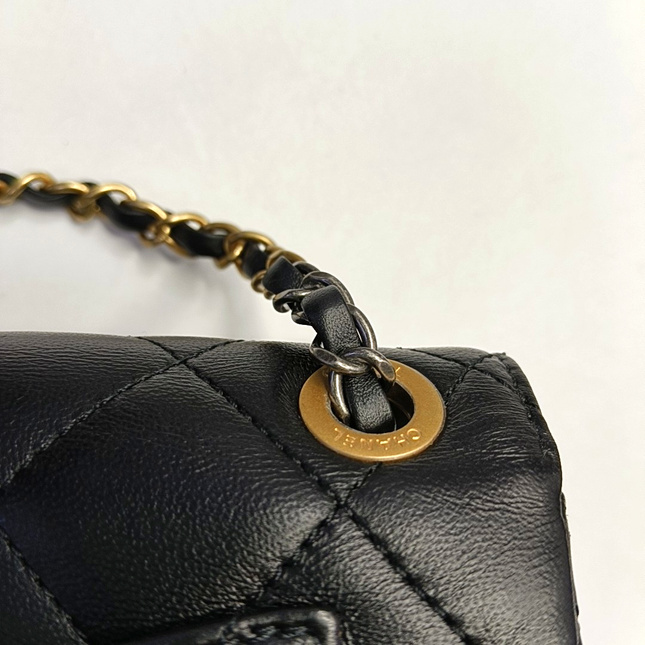 Chanel Coco Clips Super/Extra Mini Flap Bag Black Lambskin Gold Hardware