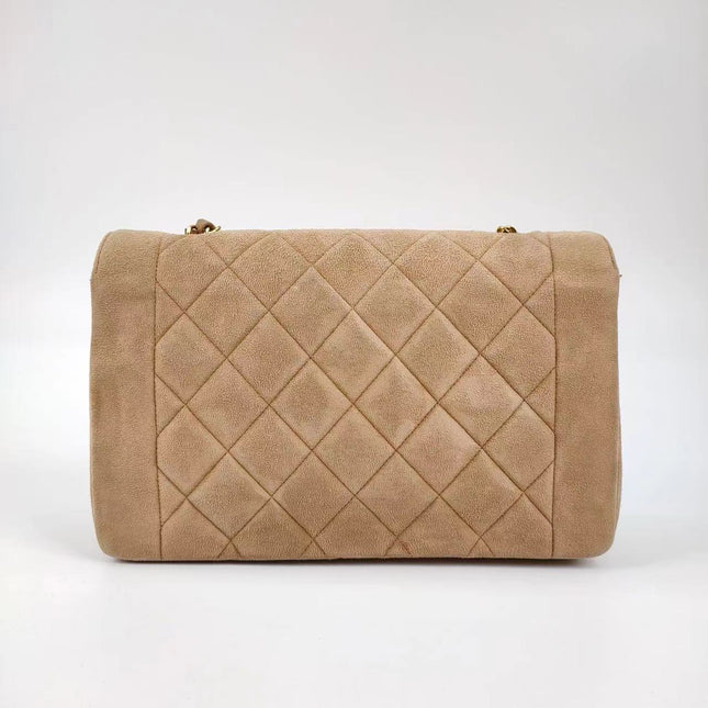 Chanel Diana Bag Medium Suede Beige with 24k Gold Plated Hardware