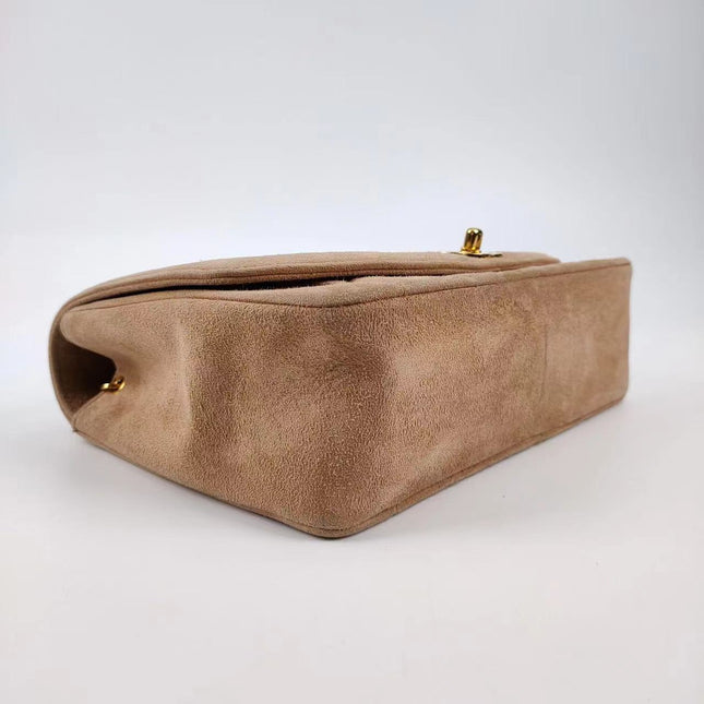 Chanel Diana Bag Medium Suede Beige with 24k Gold Plated Hardware