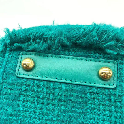 Chanel x Pharrel Williams Tweed Giant Logo Shopping Tote Green Quilted