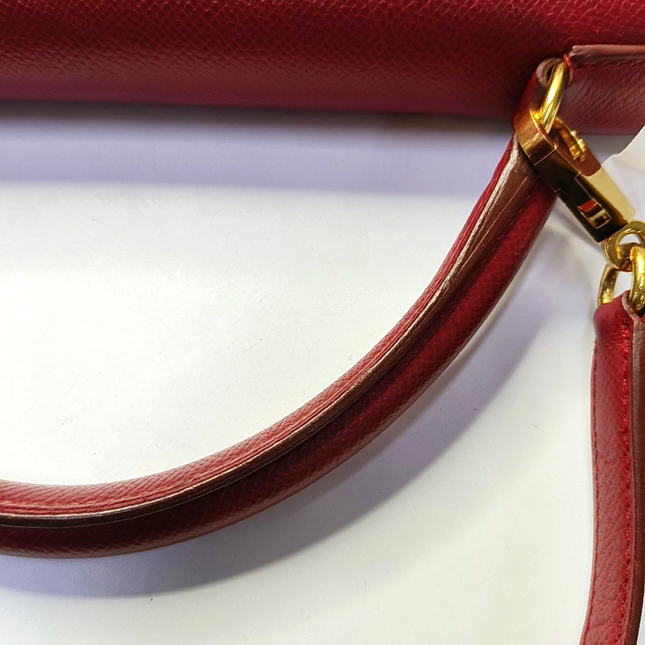 Hermes Kelly 32 Retourne Rouge Vif Red Epsom Leather Gold Hardware 1997
