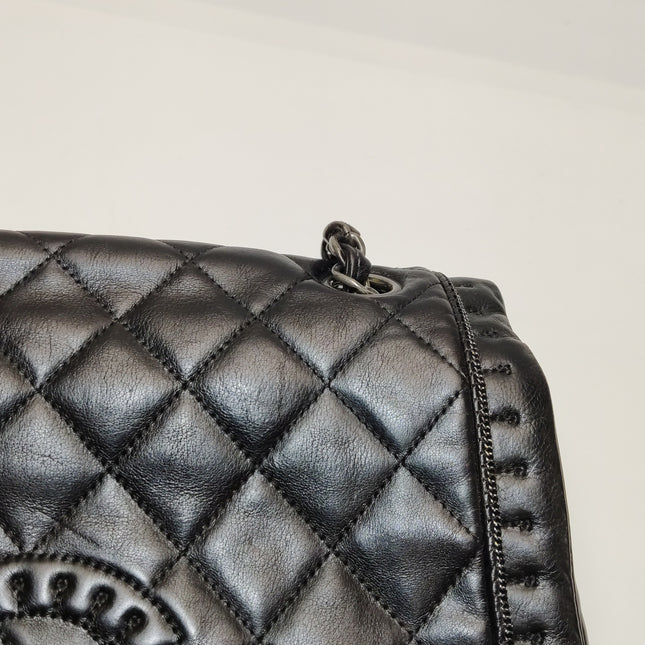 Chanel Istanbul Flap Bag 2011 Medium Leather and Knot Chain Redyed Black