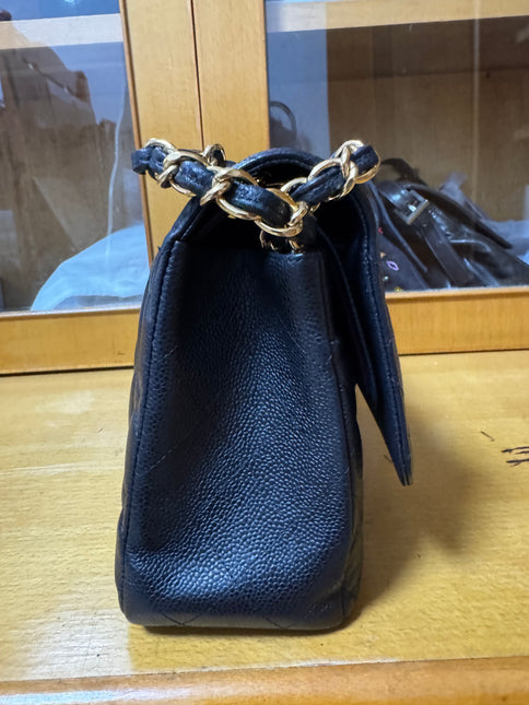 Chanel Classic Flap Jumbo 2012 Black Caviar Leather Double Flap Gold Hardware