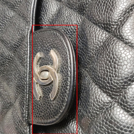 Chanel Classic Flap Jumbo Black Caviar Leather Single Flap Silver Hardware 2006-08