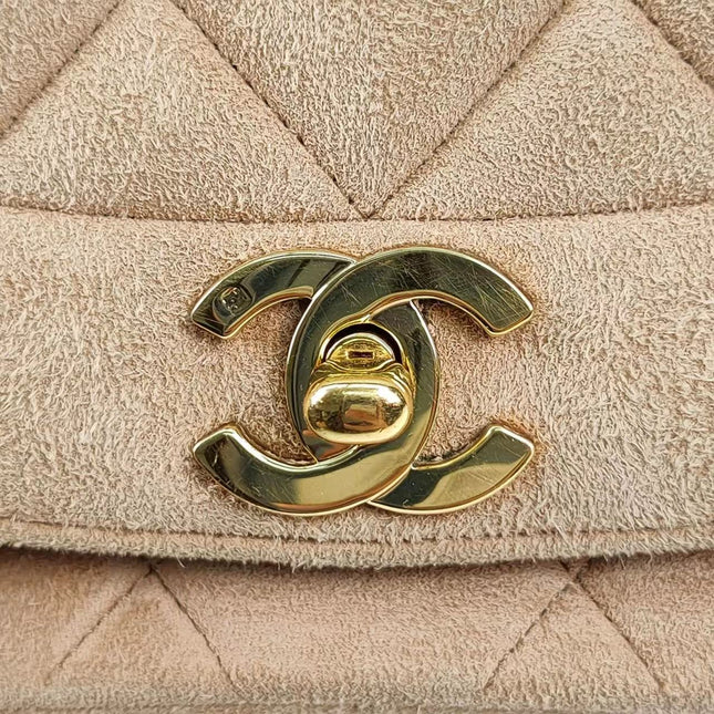 Chanel Diana Bag Medium Suede Beige with 24k Gold Plated Hardware