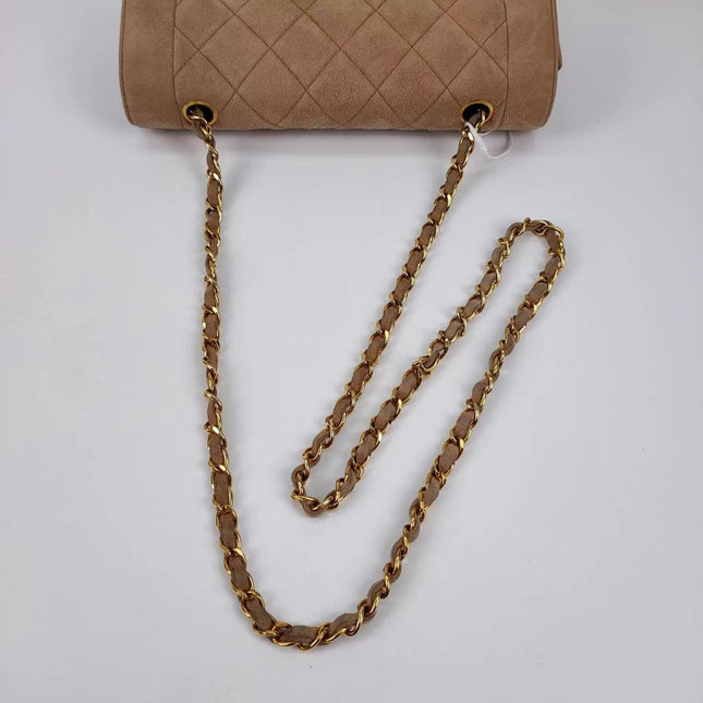 Chanel Diana Bag Medium Suede Beige with 24k Gold Plated Hardware