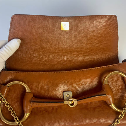 Sold Gucci Horsebit 1955 Chain Shoulder bag Large Camel Leather